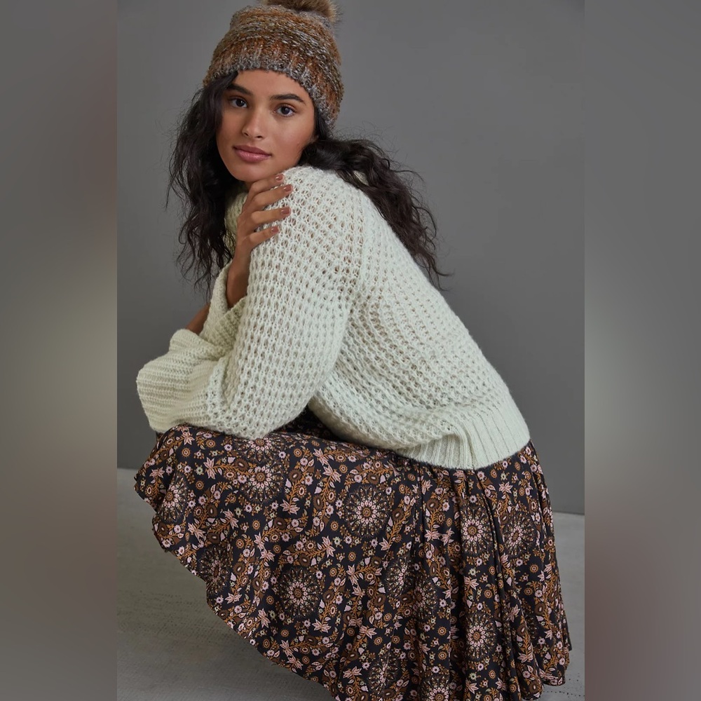 NWT Anthropologie Maeve Dionne Bell-Sleeved Sweater Plus Size 1X Mint Green - Picture 2 of 12